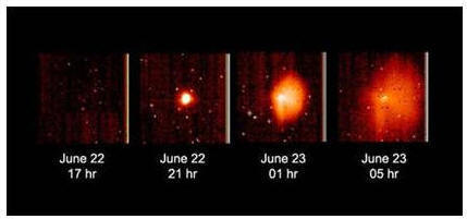 Фотографии выбросов из кометного ядра