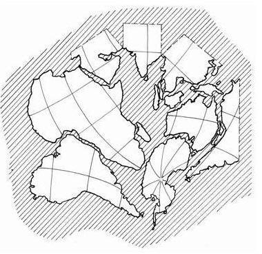  Совмещение современных береговых линий континентов и островов Индийского и Атлантического океанов