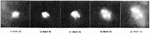 Распад кометы Веста в марте 1973 г.